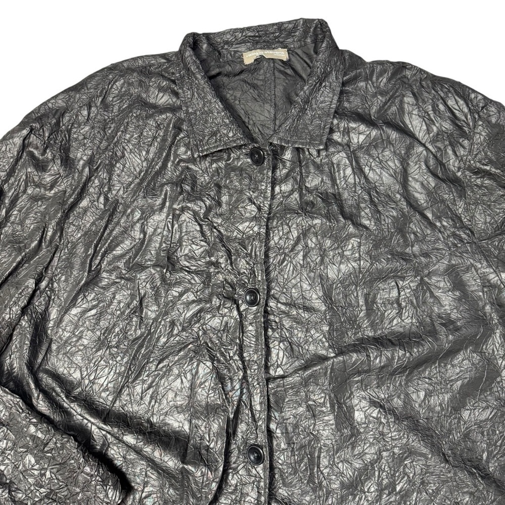 Valerie Stevens Black Crinkle Front Button Jacket Size 3X - Picture 3 of 7